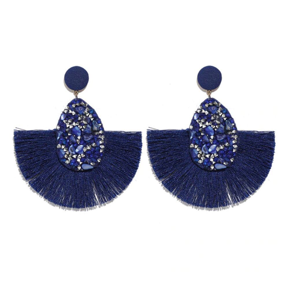 Emporia Bohemian Crystal Tassel Earrings - Blue 1A1-UTE-015
